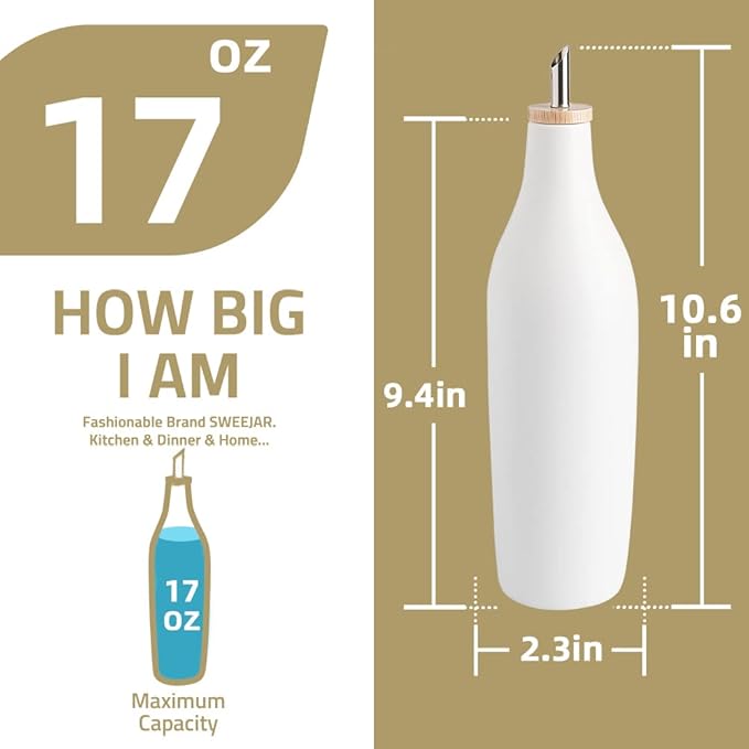 Sweejar Matte Ceramic Olive Oil Dispenser Bottles - Image 6