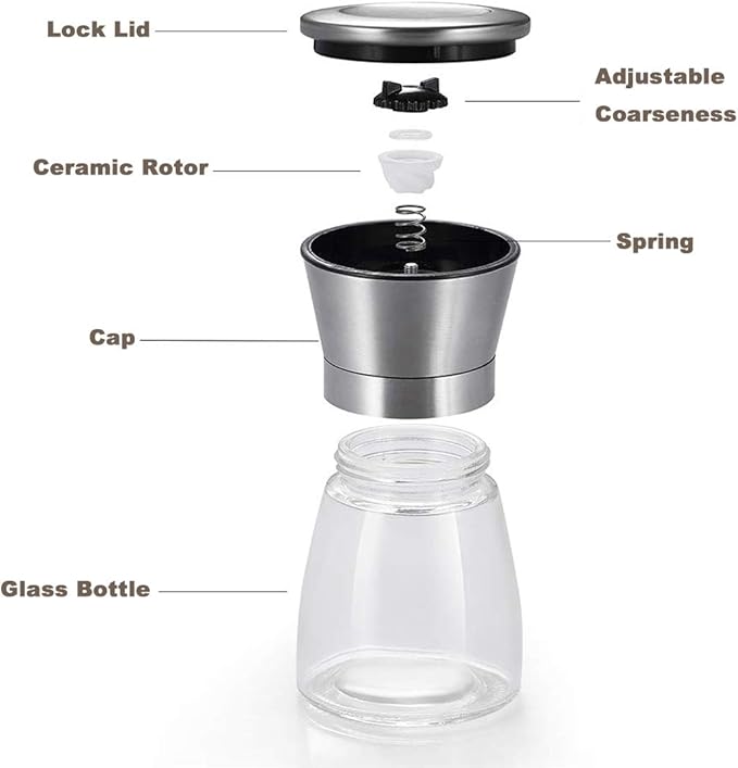 Salt and Pepper Grinder Set of 2, Premium Stainless Steel Spice Mill - Image 2