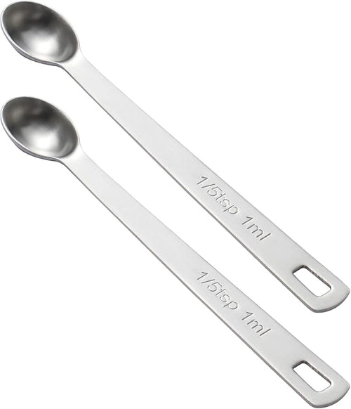 2PCS 1/5 Teaspoon Single Tiny Measuring Spoon, Small Individual Stainless Steel by BERYLER