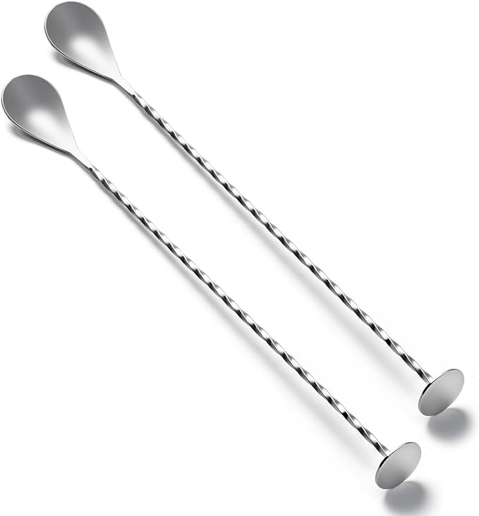 BRIOUT 2 Pcs Bar Spoon, 12 Inches Long Handle Drink Stirrer, Stainless Steel by Briout
