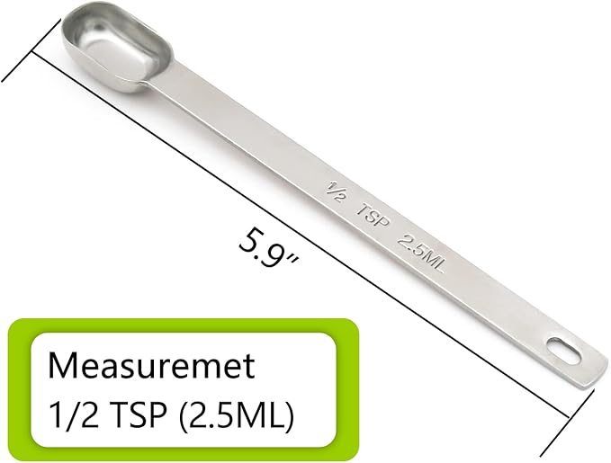 2PCS 1/2tsp Single Measuring Spoon, Stainless Steel Long Handle Individual - Image 2