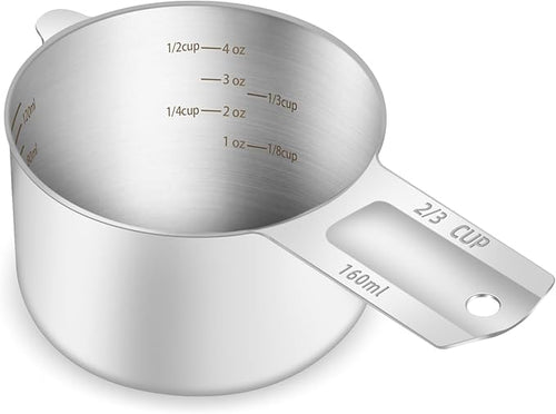 1PCS 2/3Cup Single Measuring Cup, Etched Inner Scale Stainless Steel Measure by BERYLER