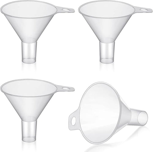 4 Packs Small Plastic Funnel for Filling Small Bottles 2.56 Inch Clear Wide by Yetene