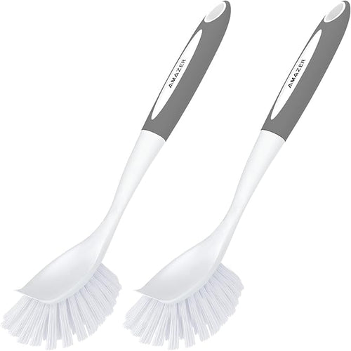Amazer Dish Brush with Handle, 2 Pack Kitchen Scrub Brushes by Amazer