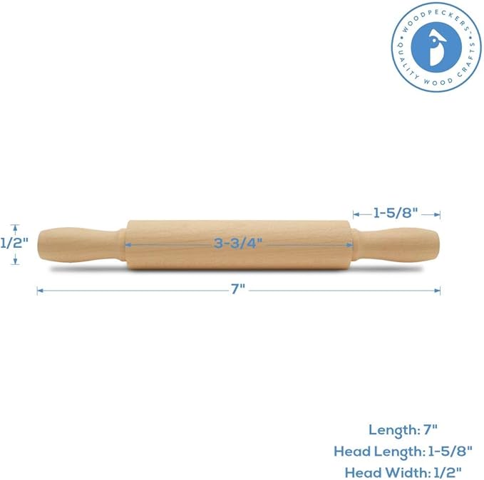Wooden Mini Rolling Pin, 7 Inches Long, Baking in the Kitchen, Crafting and - Image 2