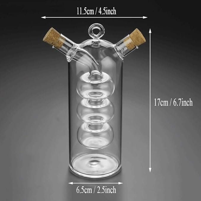 Olive Oil and Vinegar Dispenser Cruet Bottles, 2 in 1 Transparent Dual Glass - Image 3