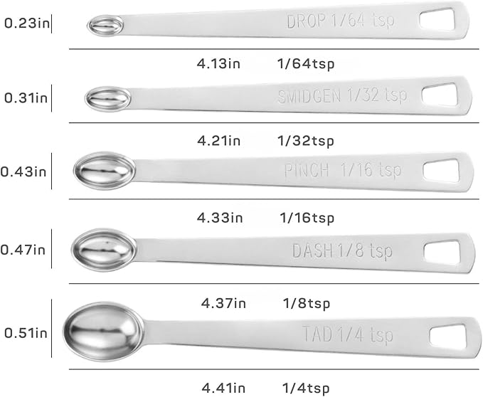 2 Pack Teaspoon Measuring Spoons, 1/4 tsp, 1/8 tsp, 1/16 tsp, 1/32 tsp - Image 2