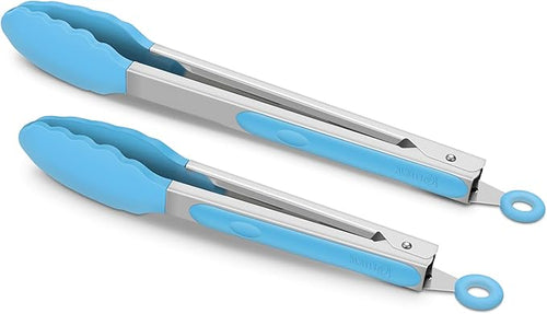 2 Pack Silicone Kitchen Tongs – 9" & 12" Set, Heat Resistant up to 500°F by ALLWIN-HOUSEWARE