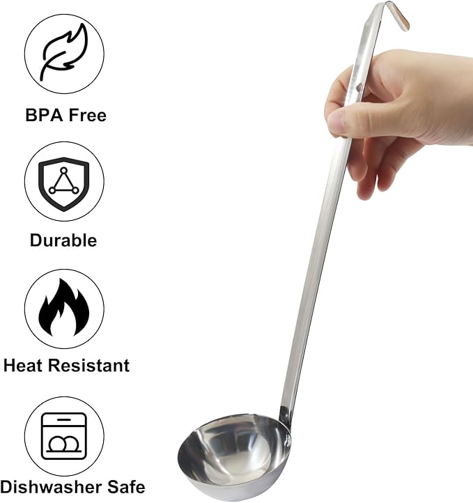 8 Oz Stainless Steel Ladle, Portioning and Serving Soup and Stew in Restaurants - Image 4