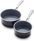 GreenPan Swift Healthy Ceramic Nonstick, 1QT and 2QT Saucepan Set, Stainless by GreenPan