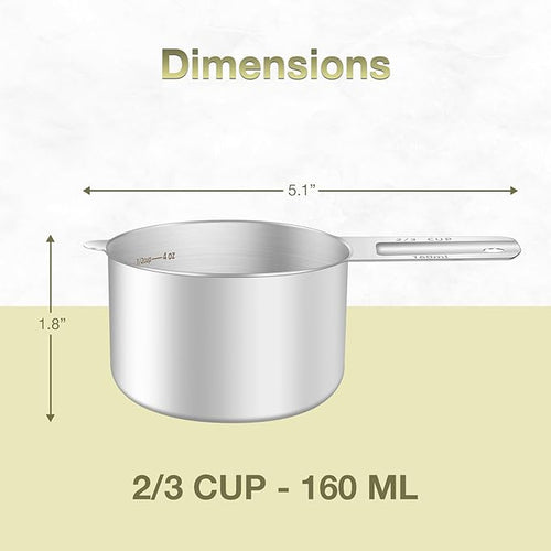 1PCS 2/3Cup Single Measuring Cup, Etched Inner Scale Stainless Steel Measure - Image 2