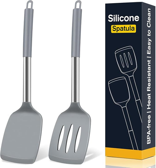 2 Pack Silicone Spatula Set, Solid & Slotted Turner by Unknown