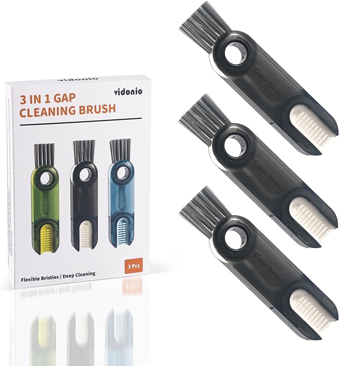 3 in 1 Cup Lid Gap Cleaning Brush Set, Mutipurpose Tiny Silicone Cup Holder by VIDONIO