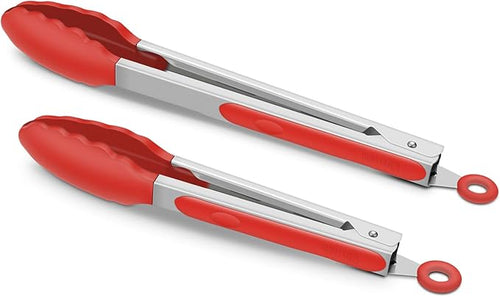 2 Pack Silicone Kitchen Tongs – 9" & 12" Set, Heat Resistant up to 500°F by ALLWIN-HOUSEWARE