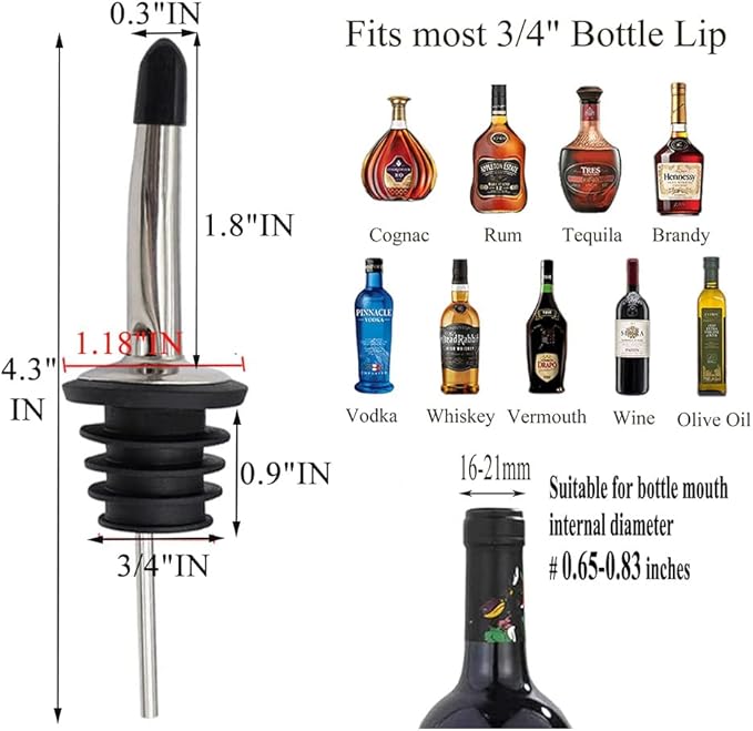 Pafusen 6 Pack Liquor Bottle Pourers, Liquor Pour Spout - Image 4