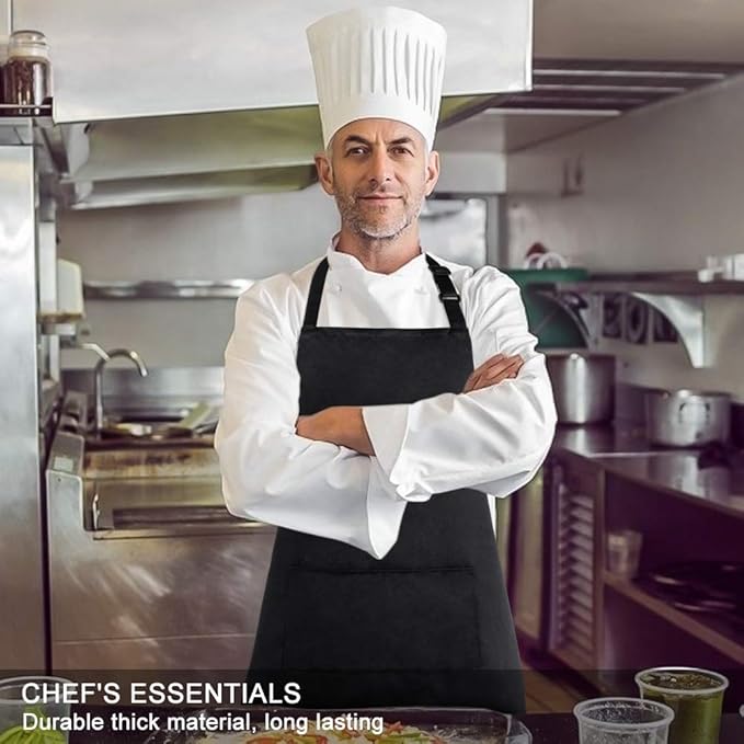 Jubatus 2 Pack Bib Aprons with 2 Pockets Cooking Chef Kitchen Apron - Image 4