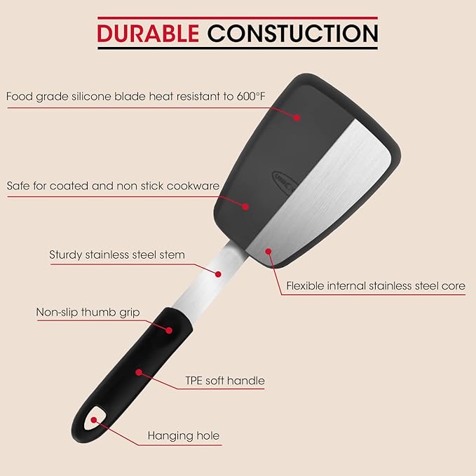 Unicook Flexible Silicone Spatula, 600F Heat Resistant, Crepes and More - Image 3