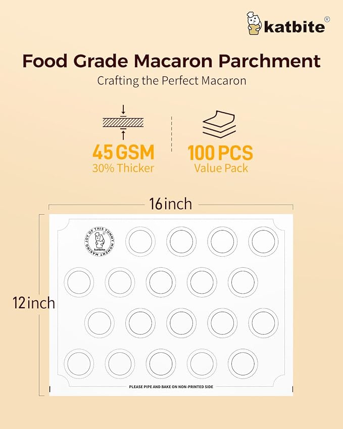 Katbite 100 Macaron Parchment Sheets Template Baking, Cookie Parchment - Image 2