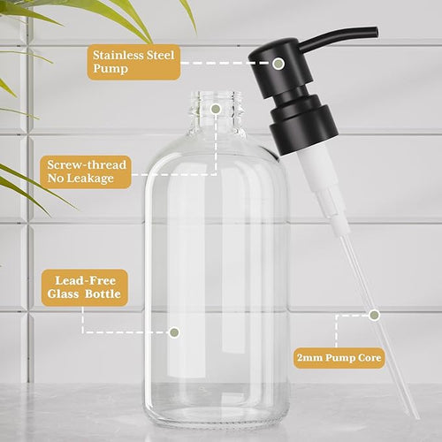 AmazerBath Soap Dispenser, 2 Pack Glass Soap Dispenser - Image 2