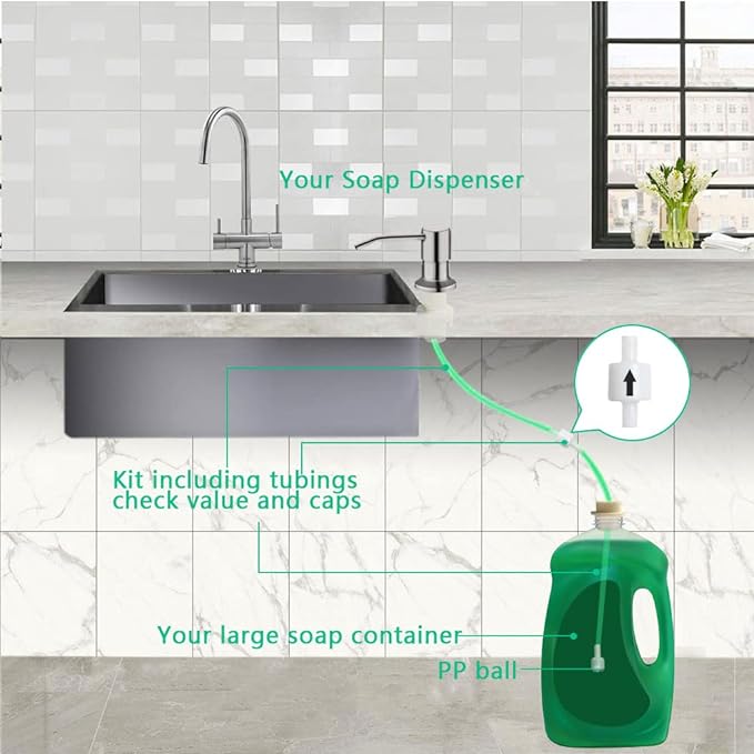 Soap Dispenser for Kitchen Sink, Built in Sink Soap Dispenser, Countertop Soap - Image 3