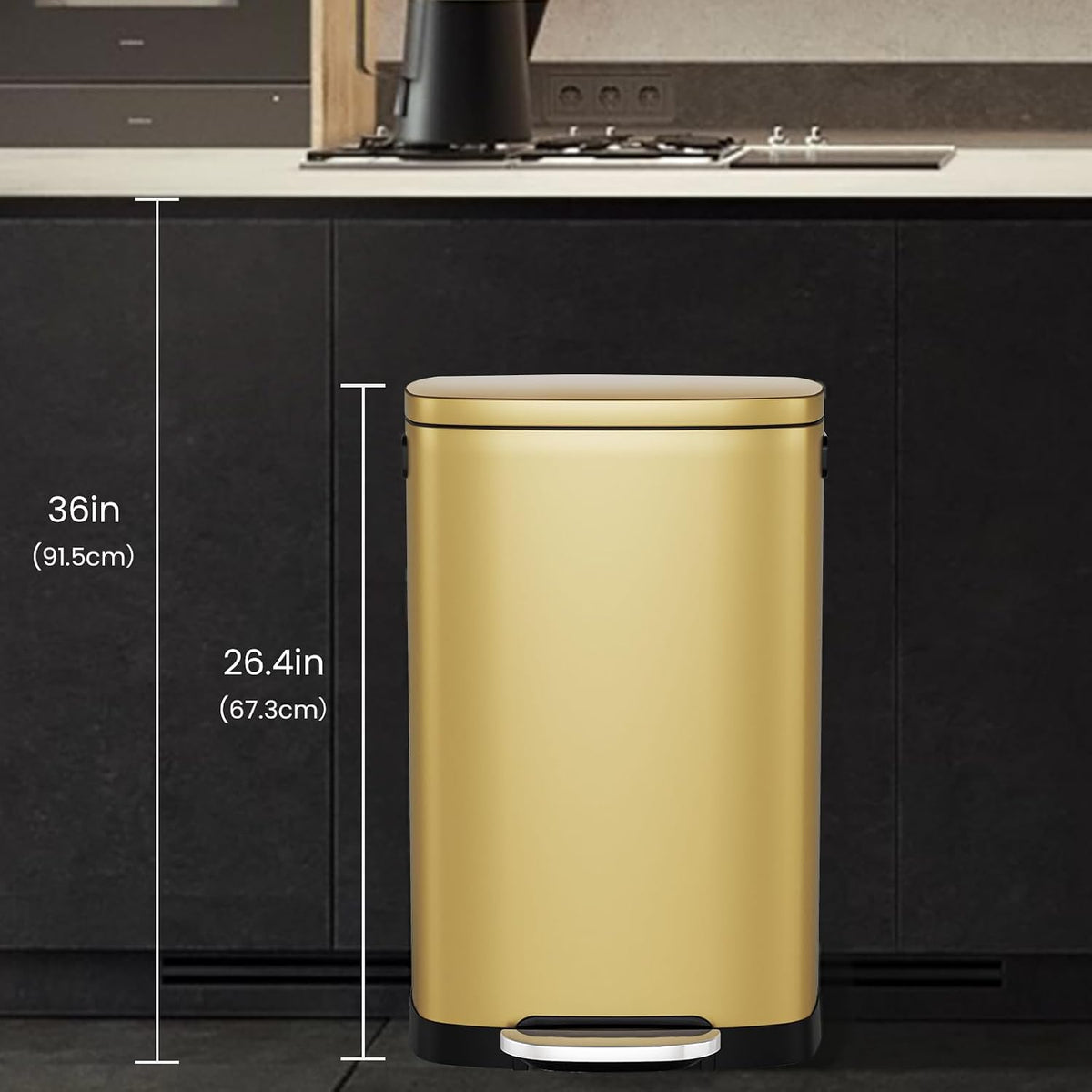 Kitchen Trash Can with Lid 13 Gal Stainless Steel Pedal Garbage Can