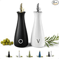Oil and Vinegar Dispenser Set - 530 ML Capacity Matte Ceramic Leak Proof EVOO & by HBDesignCo