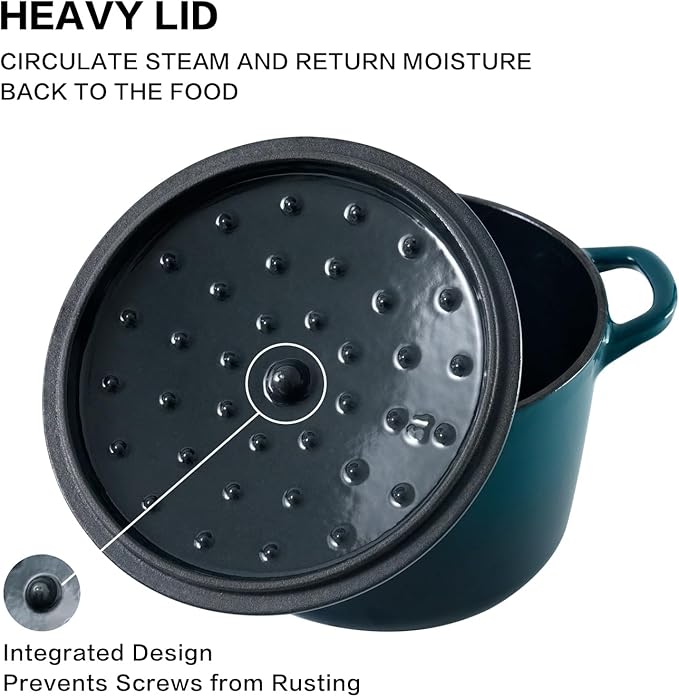 Flavehc Dutch Oven Pot with Lid 1.8 qt Cast Iron Dutch Oven - Image 3