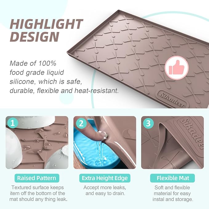 SIKADEER Under Sink Mat Waterproof 34" x 19", Silicone Mat Kitchen Drawer Shelf - Image 4
