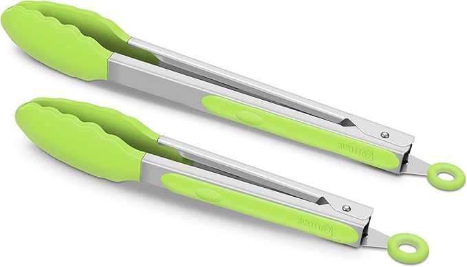 2 Pack Silicone Kitchen Tongs – 9" & 12" Set, Heat Resistant up to 500°F by ALLWIN-HOUSEWARE