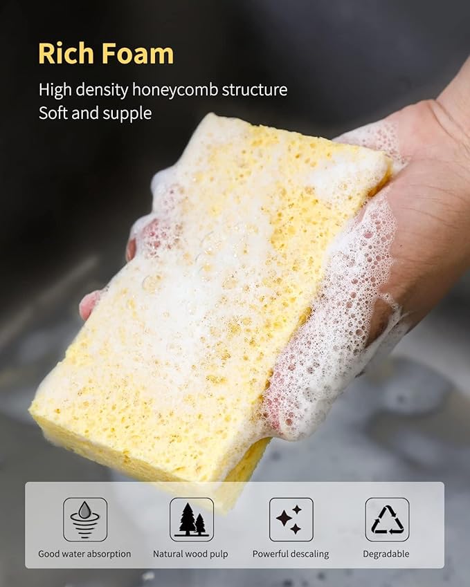 Cellulose Sponges, Heavy Duty Scrub Kitchen Sponge, Clean Tough Messes Without - Image 2
