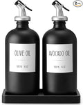 Olive Oil Dispenser Bottle for Kitchen, 16oz Glass Oil and Vinegar Cruet Set by Unknown