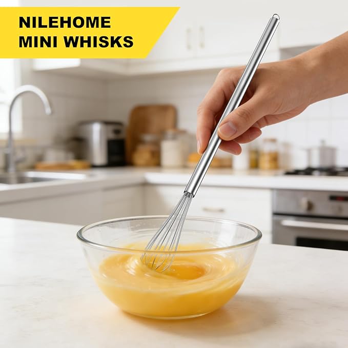 NileHome Mini Whisks Stainless Steel Whisk Set 9" 11"Kitchen Small Wisk Balloon - Image 4
