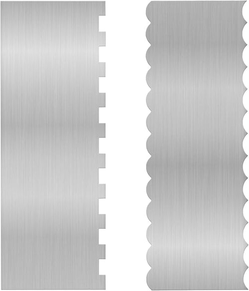 2 Pieces 8.7 Inche Stainless Steel Cake Scraper Double Sided Patterned Edge by starfa+lab
