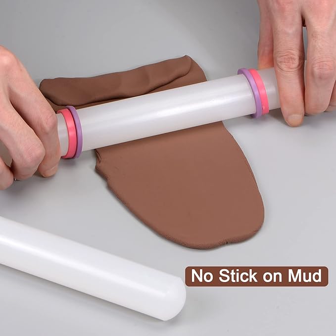 HARFINGTON 13 Inch x 0.98 Inch PP Plastic Non-Stick Fondant Rolling Pin - Image 5