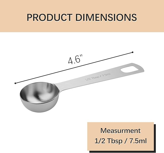 5PCS 1/2tbsp Single Measuring Spoon, Stainless Steel Individual Teaspoons Only - Image 2