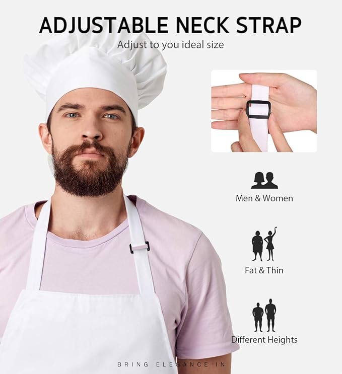 Syntus 12 Pack Bib Apron, Unisex Aprons Adjustable Thicker Version Waterdrop - Image 5