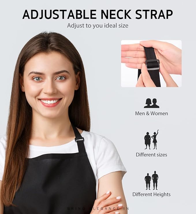 Syntus 12 Pack Bib Apron, Unisex Aprons Adjustable Waterdrop Resistant - Image 5