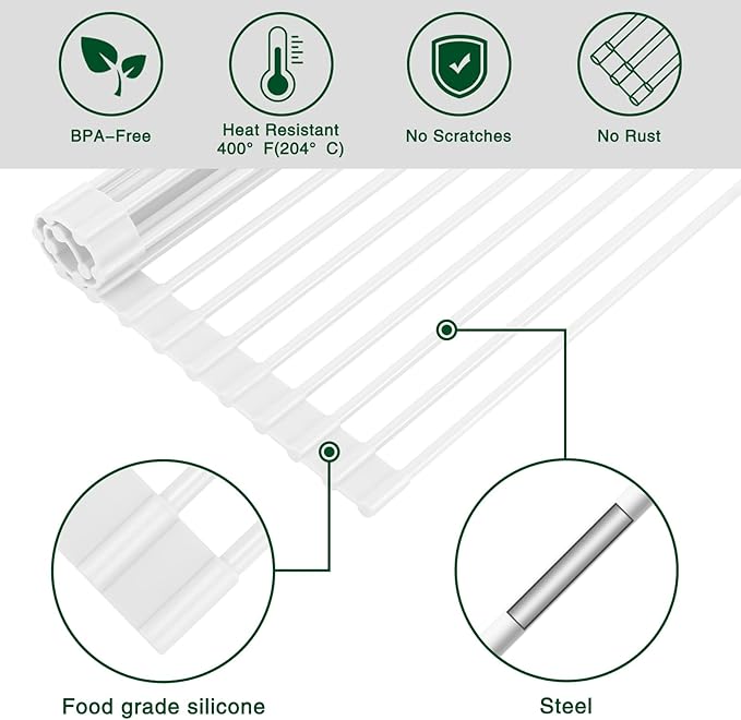 HANZENMA Roll Up Dish Drying Rack Over The Sink Kitchen Roll Up Sink Drying - Image 5
