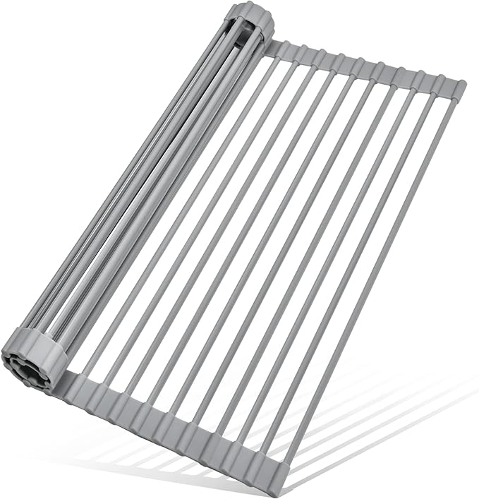 MERRYBOX Roll Up Dish Drying Rack, Silicone Wrapped Over The Sink Dish Rack by MERRYBOX
