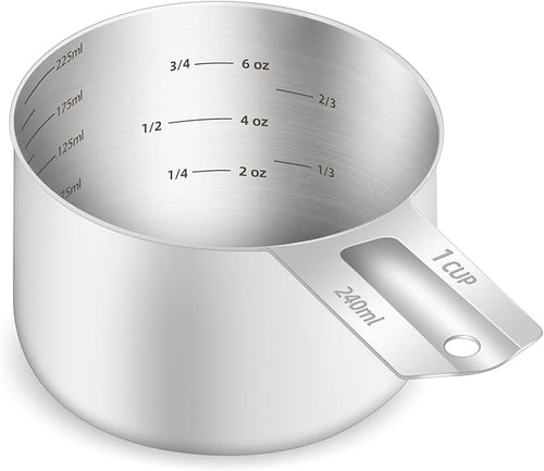 1PCS 1Cup Single Measuring Cup, Etched Inner Scale Stainless Steel Measure Scoop by BERYLER