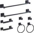 Matte Black Bathroom Hardware Set 8 Pieces, Towel Bar Set Stainless Steel Wall by bluebyrne