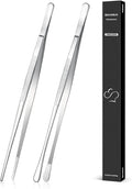 2 Pcs 12-inch Cooking Tweezers Tongs Precision Serrated Tips, Stainless Steel by SOUXMUX