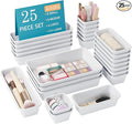 Kutesna 25 PCS White Drawer Organizer Set, 4 Size Interlocking Plastic Storage by Kutesna