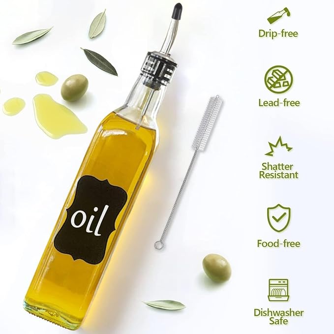 Showvigor Olive Oil Dispenser Bottle, Vinegar Cruet Bottle 17oz/500 ml - Image 6