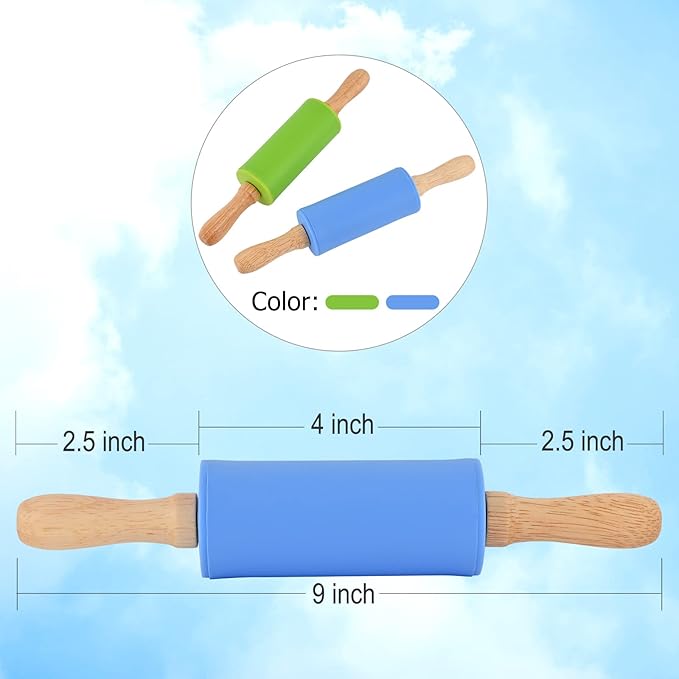 Mini Silicone Rolling Pin for Kids, Non-stick Surface Wood Handle, 9 Inch 16 - Image 3