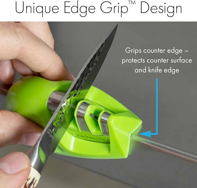 KitchenIQ 51422 | Edge Grip 2-Stage Knife Sharpener | Green – 3 Pack | Coarse & - Image 9