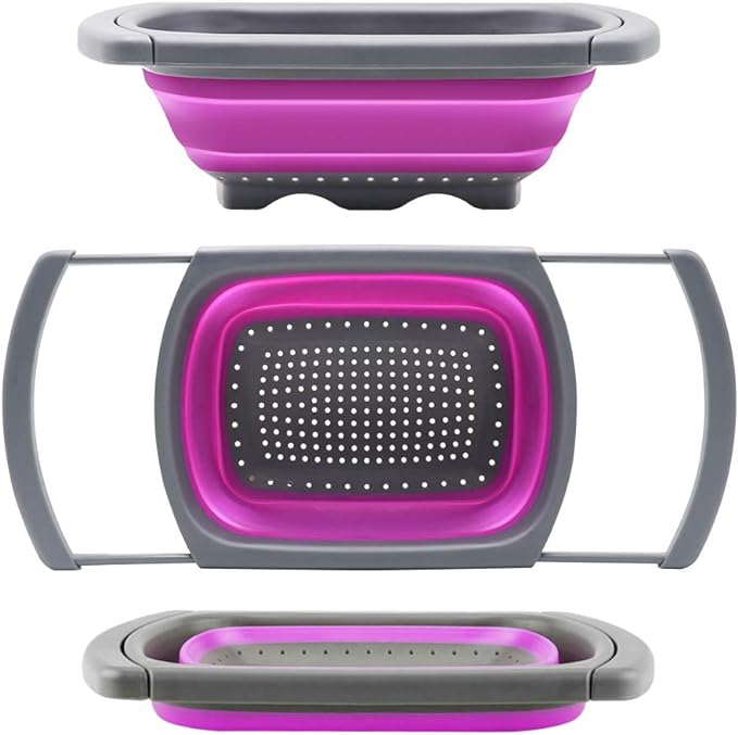 Qimh Collapsible Colander, Kitchen Colander Set Over Sink Strainer by Qimh