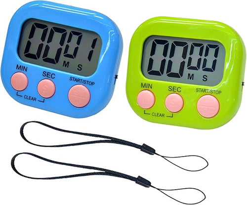 2 Pack Small Digital Kitchen Timer Magnetic Back and On/Off, Classroom Timers by Soseelnee