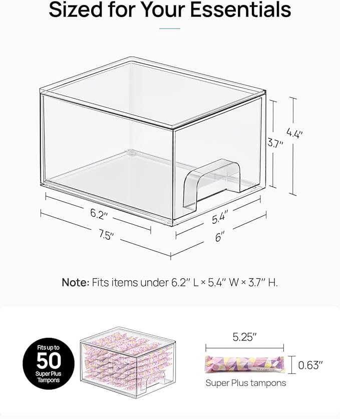 Vtopmart 12 Pack Small Clear Stackable Storage Drawers, Acrylic Bathroom Makeup - Image 2