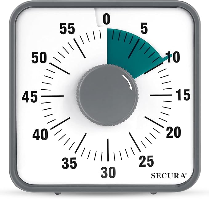 Secura 7.5 Inch Visual Timer, 60 Minute Visual Oversize Countdown Timer by Secura